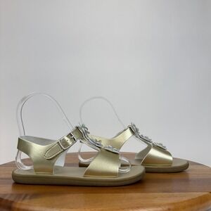 Big Kids Girls Footmates Jasmine Gold Leather Strappy Casual‎ Sandals Size 1 Y